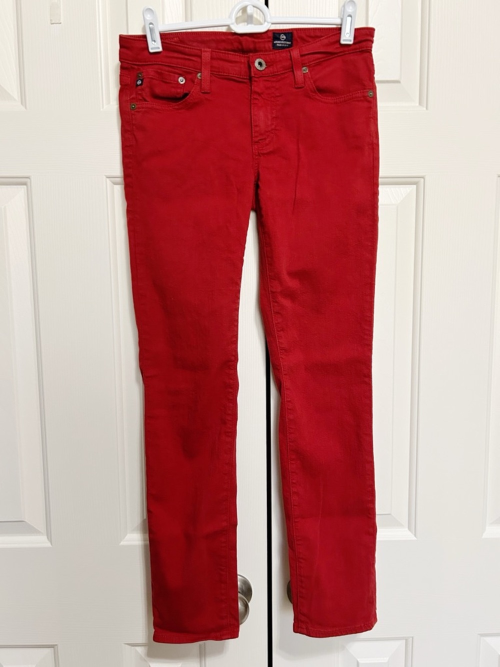 AG Adriano Goldschmied Stevie Ankle Slim Straight Red 26R 90's Classic Luxury